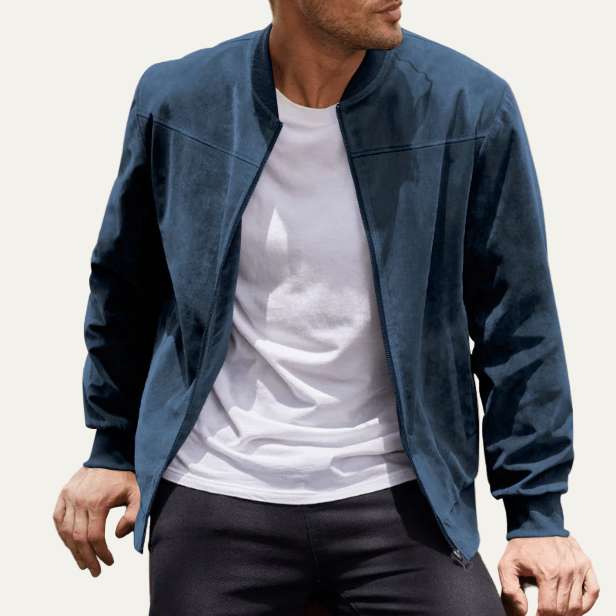 VogeLuxe | Men’s Suede Look Bomber Jacket