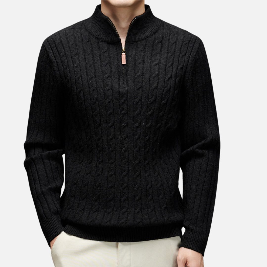 Warm Mens Zip Up Wool Sweater - VogeLuxe