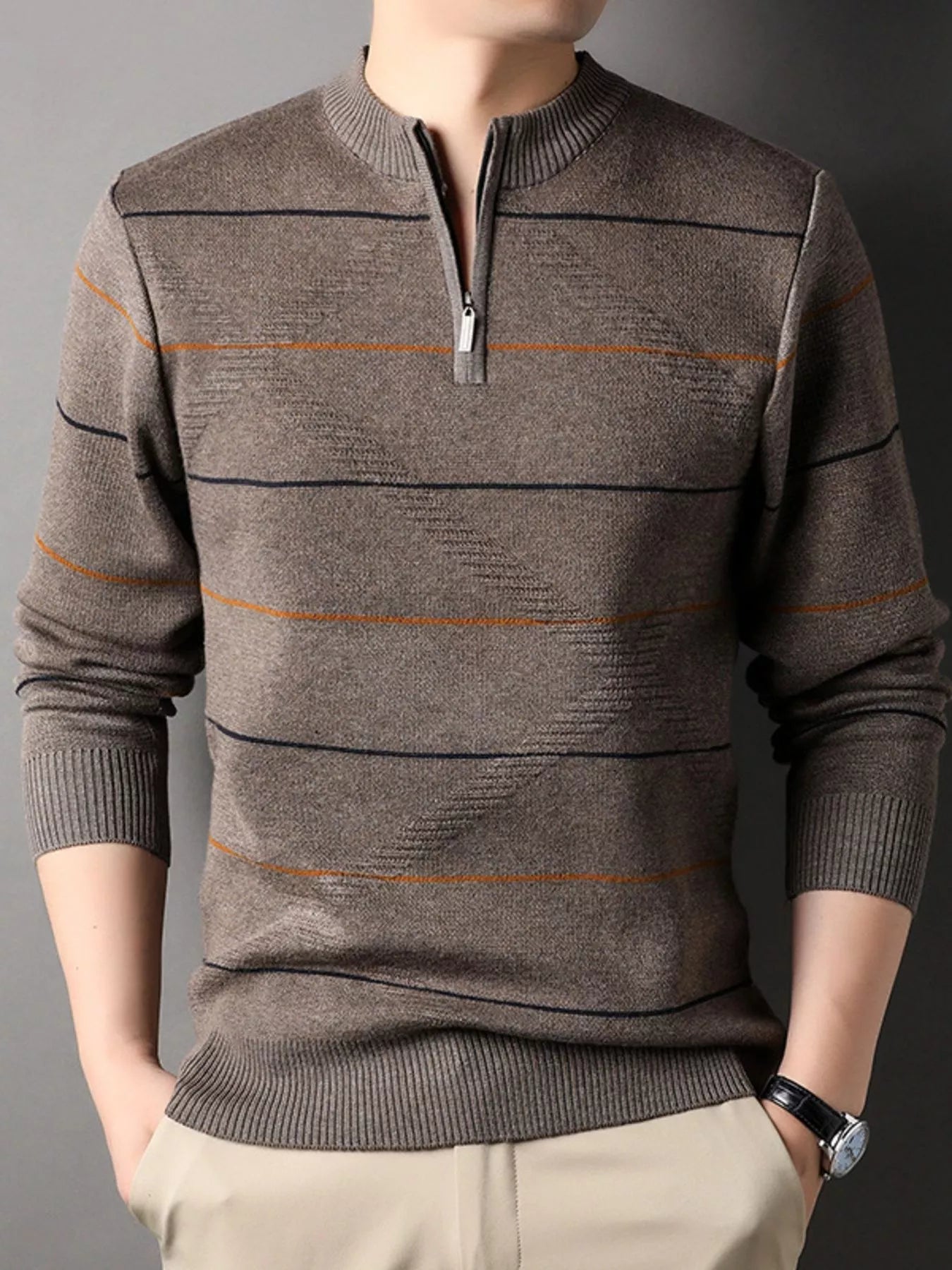 Men's Classic Stripe Fleece Pullover