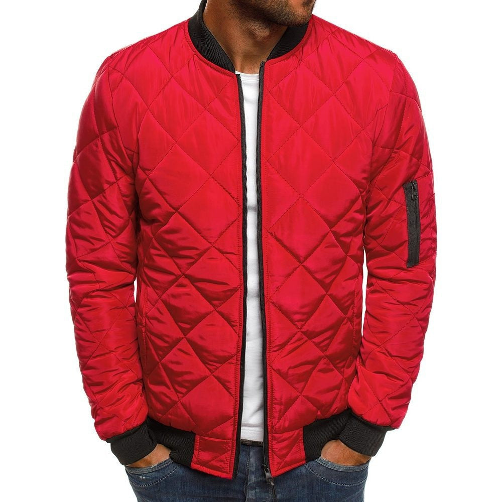 Men's Padded Flight Jacket with Insulated Diamond Pattern