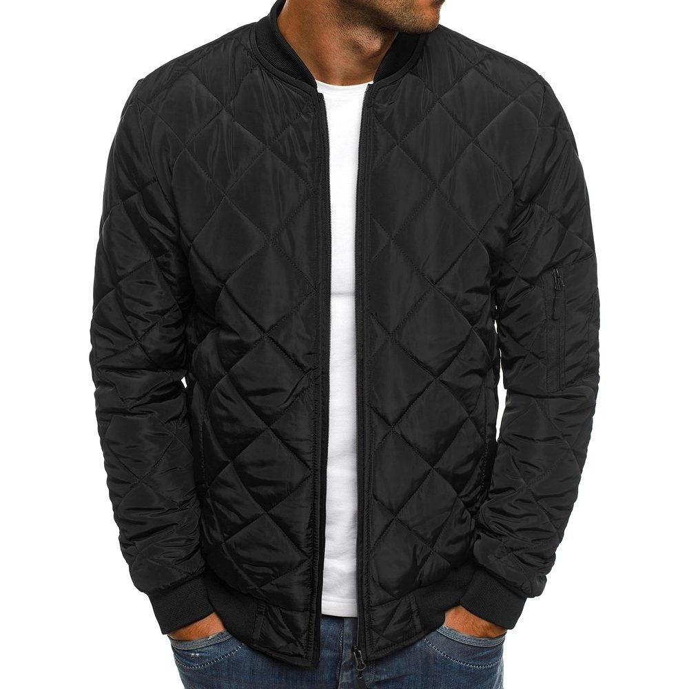 Men's Padded Flight Jacket with Insulated Diamond Pattern - VogeLuxe