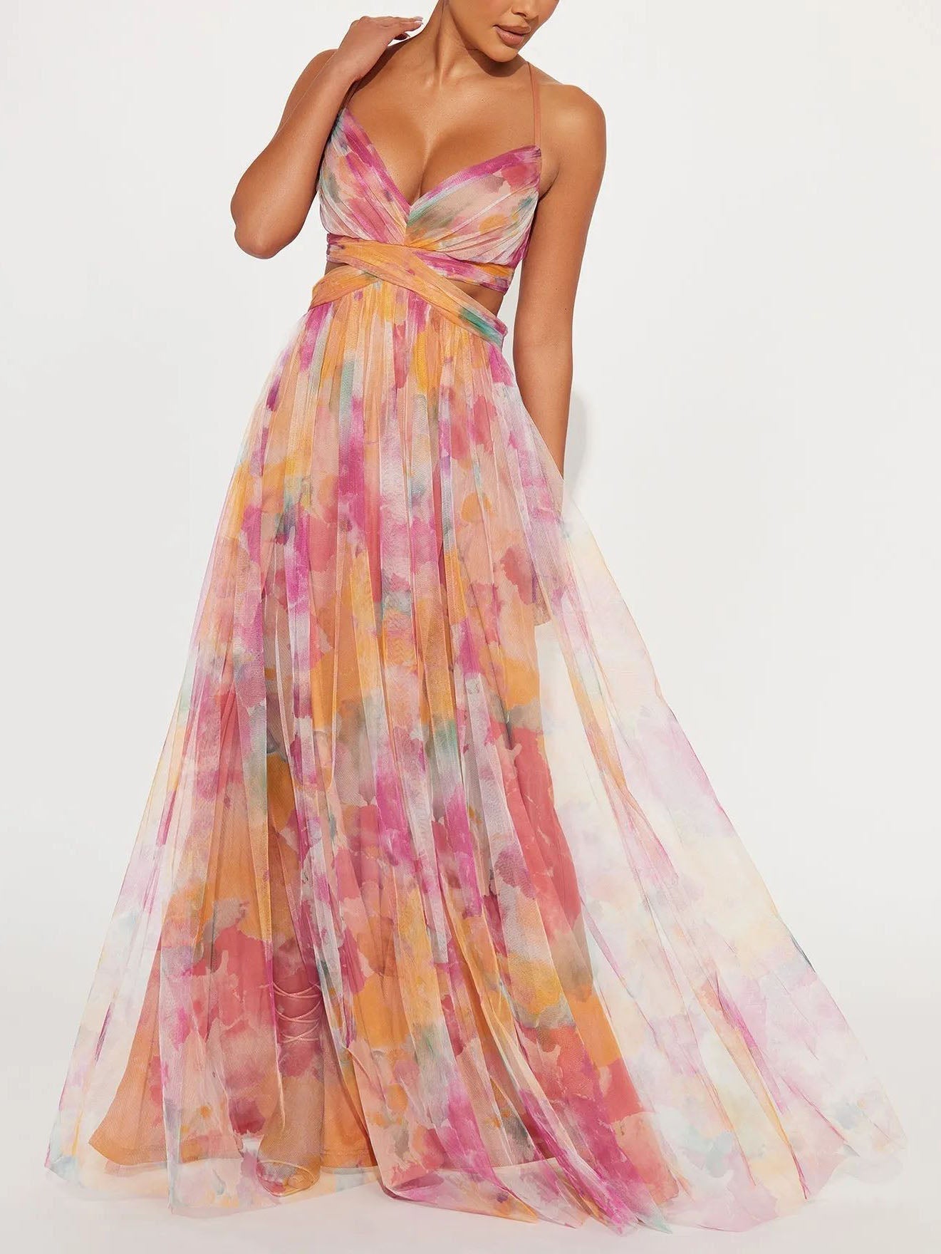Beautiful Floral V-Neck Maxi Dress - VogeLuxe