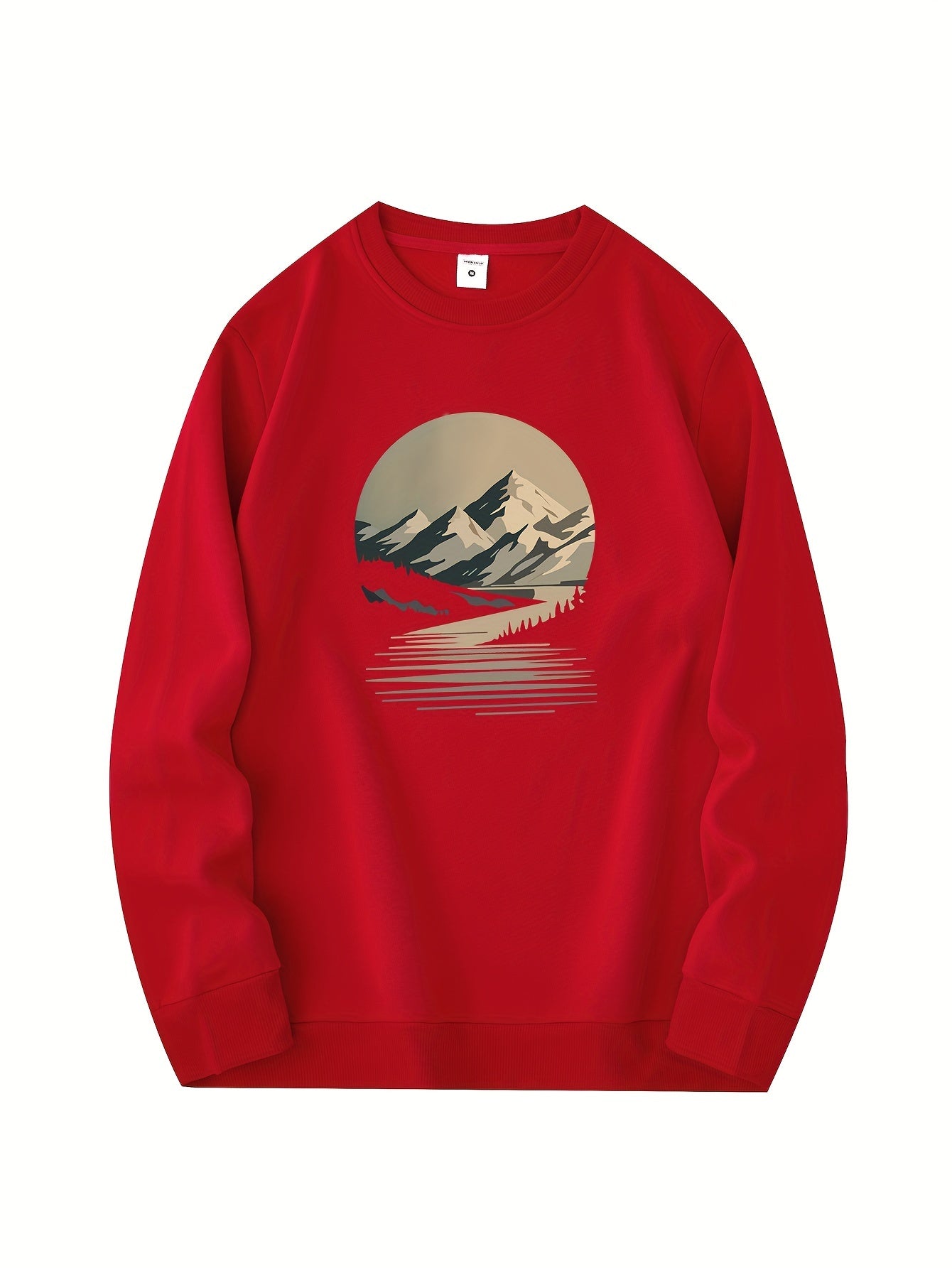 Relaxed Fit Mens Sweatshirt with Winter Mountain Design