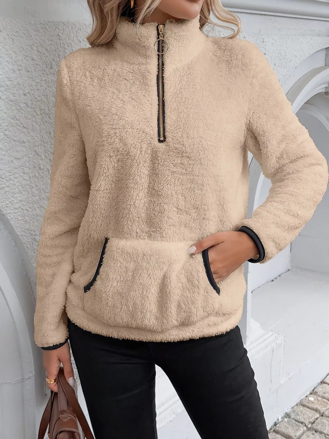 Soft Women's Fleece Half Zip Jumper Sweatshirt