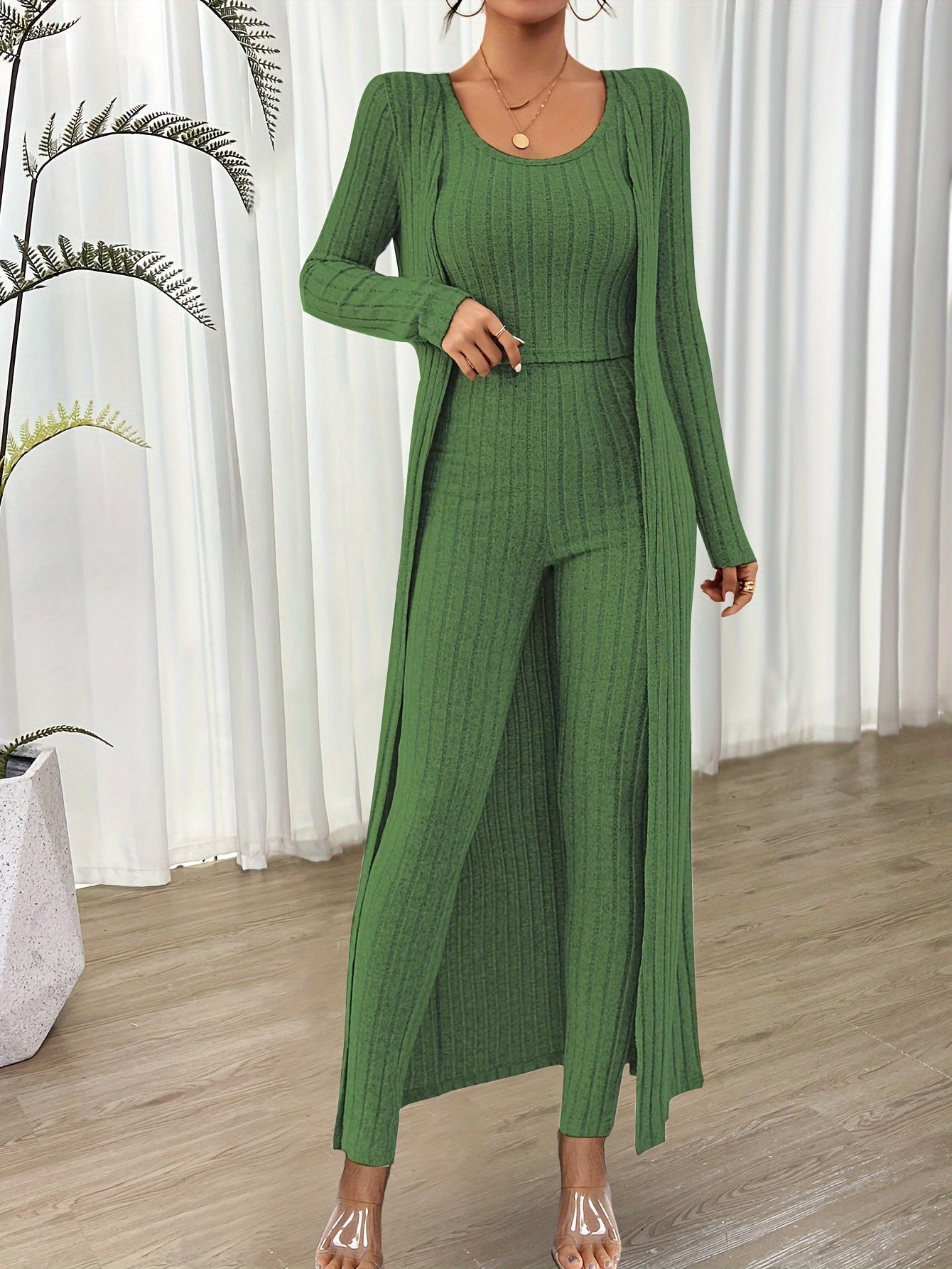 Comfy Women's 2 Piece Crop Top and High Waist Pants Set