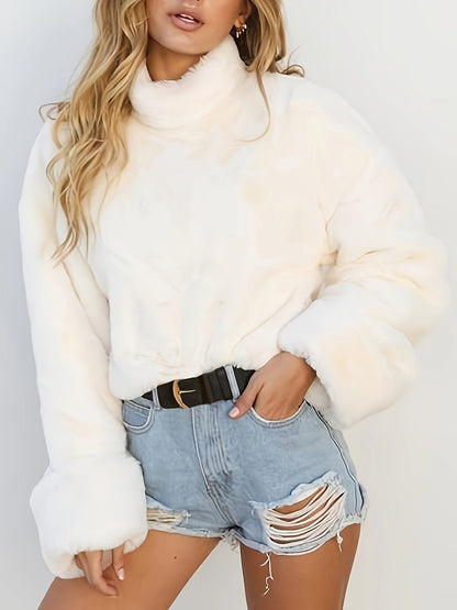 Soft Women's White Faux Fur Winter Sweater