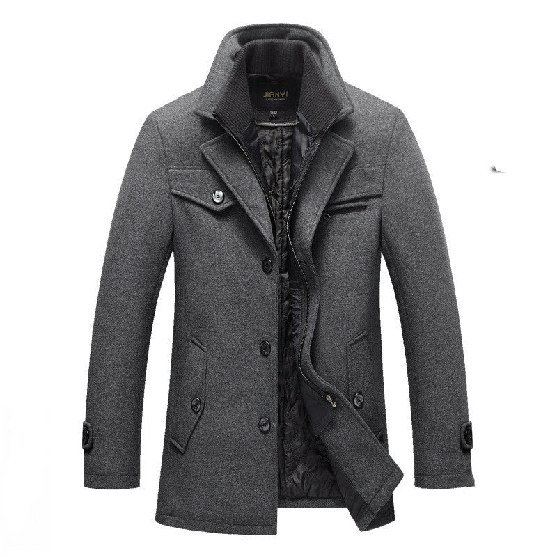 Warm Waterproof Men's Winter Coat with Double Zipper