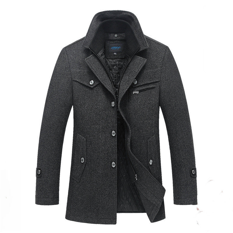 Warm Waterproof Men's Winter Coat with Double Zipper
