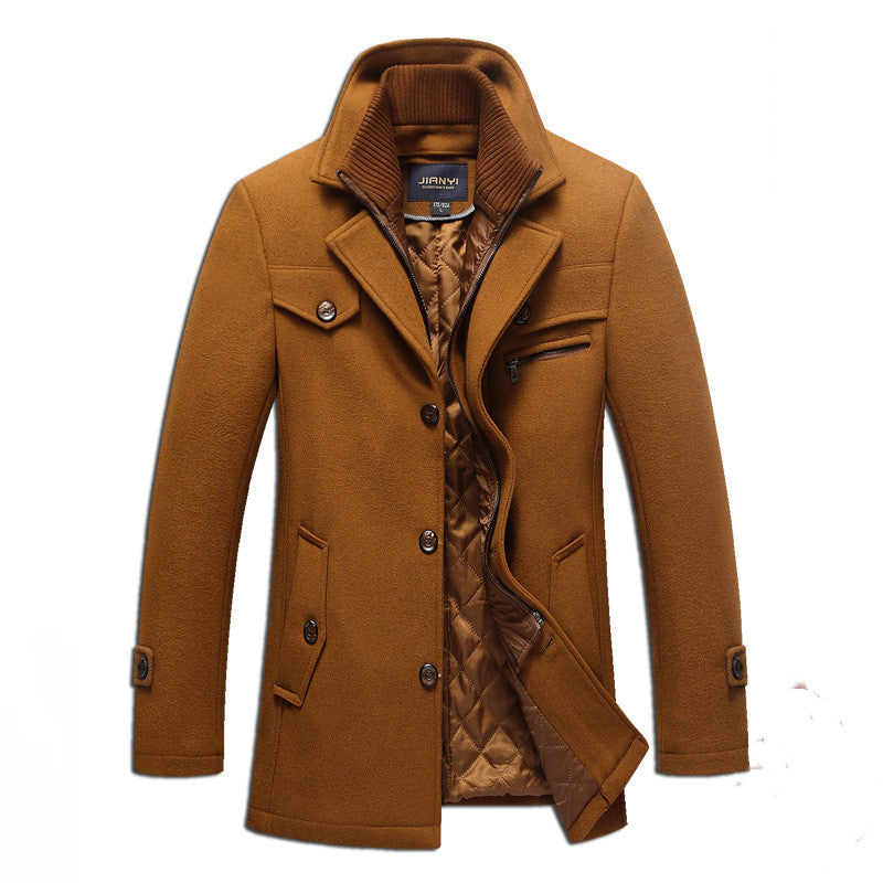 Warm Waterproof Men's Winter Coat with Double Zipper
