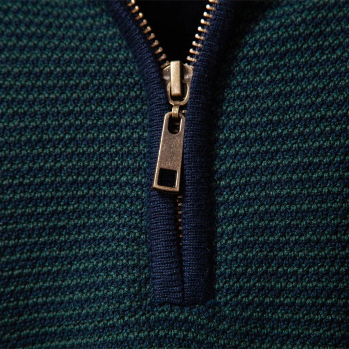 VogeLuxe | Men’s Textured Rib Quarter Zip Stand Collar Sweater