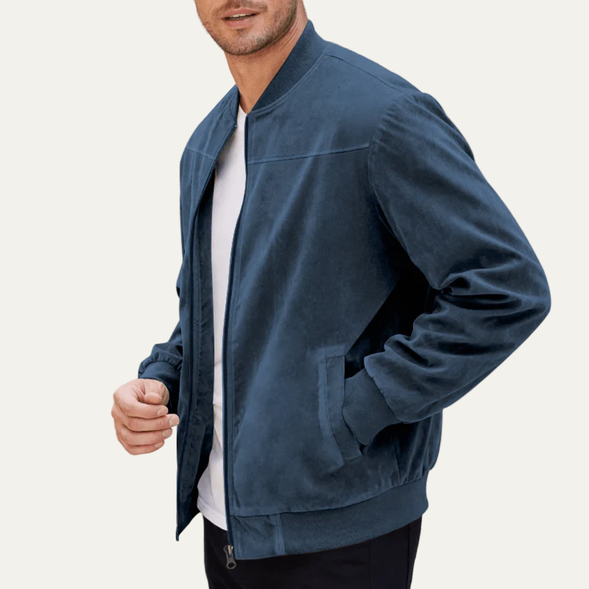 VogeLuxe | Men’s Suede Look Bomber Jacket