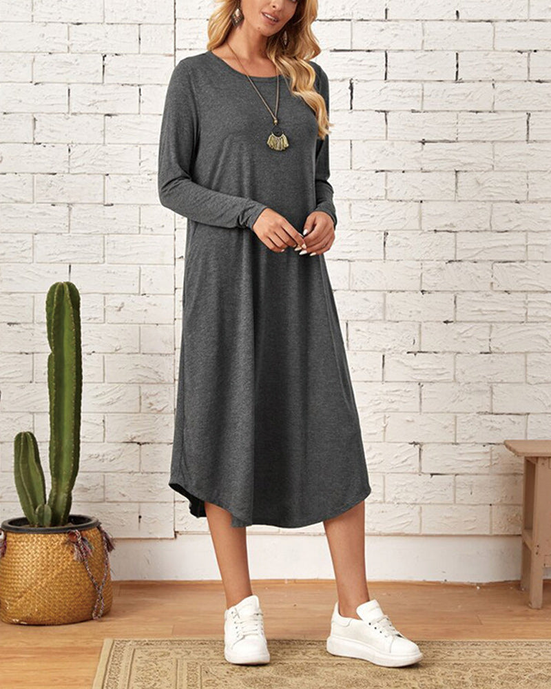Comfy Women's Floral Midi Dress with Pockets