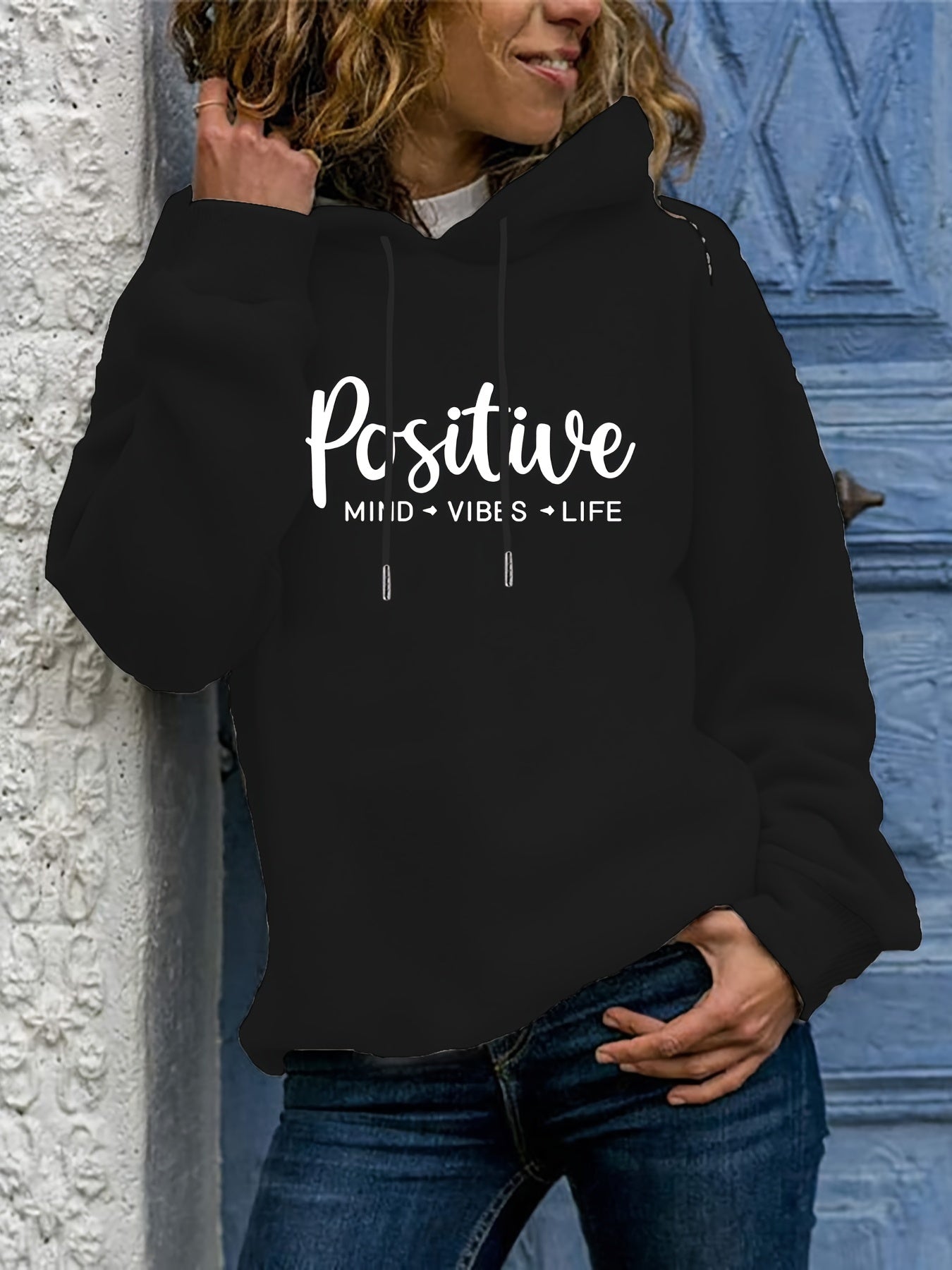 Cozy Women's Large Hooded Sweatshirt with Fun Graphic Pocket