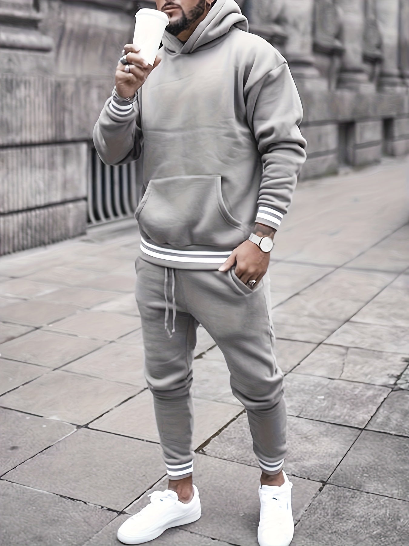 Relaxed Fit Graphic Print Men's Track Suit - BritishElegance