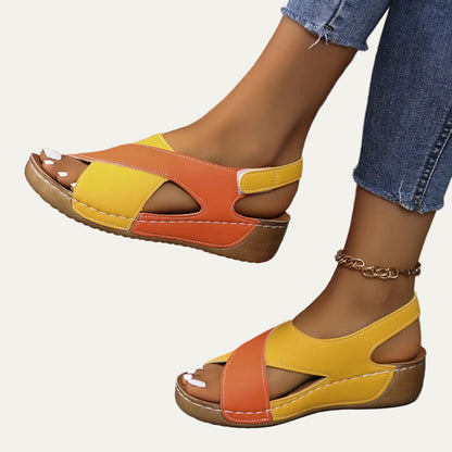 VogeLuxe | Women’s Low Wedge Sandal with Criss Cross Toe Design