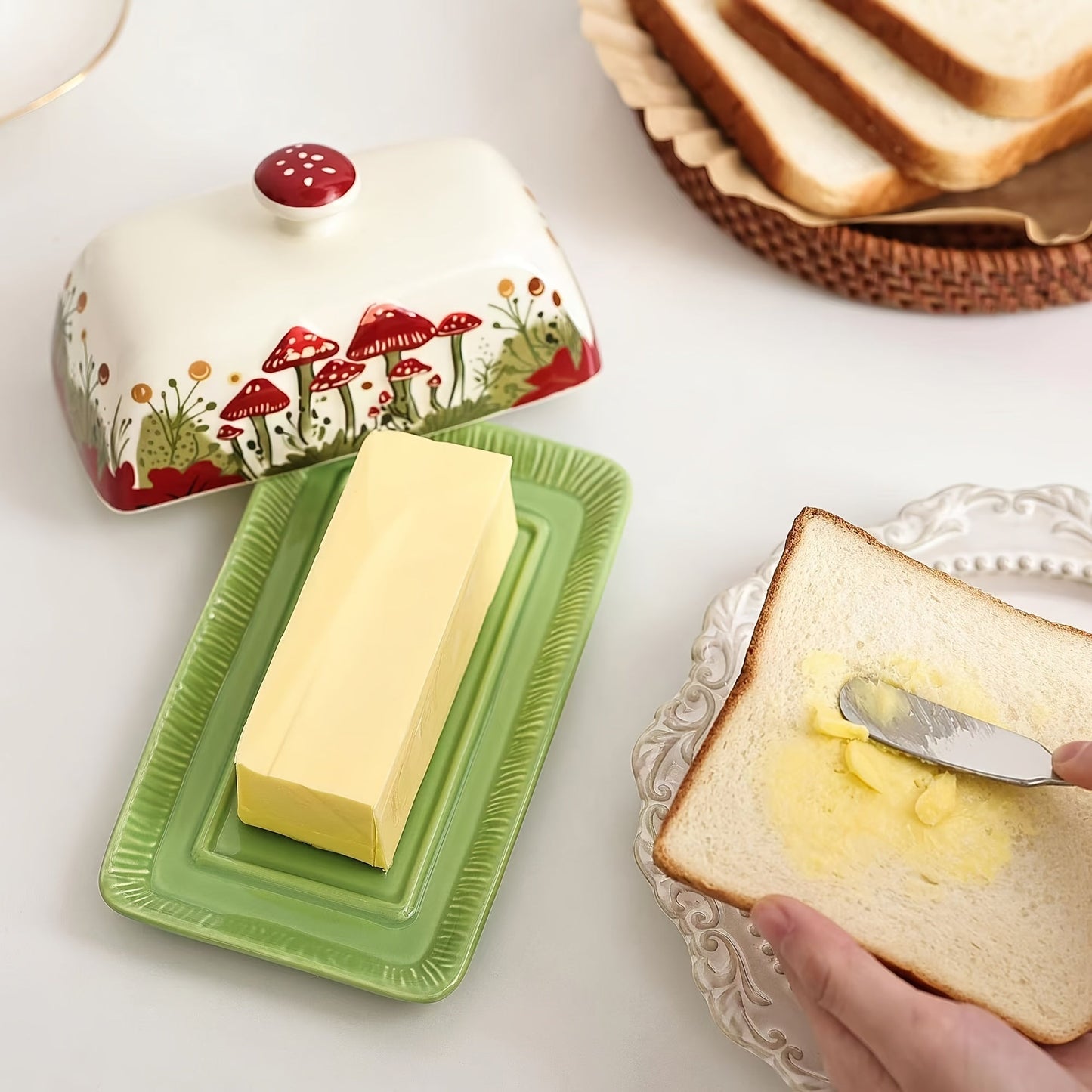 Colorful Mushroom Covered Butter Container - VogeLuxe