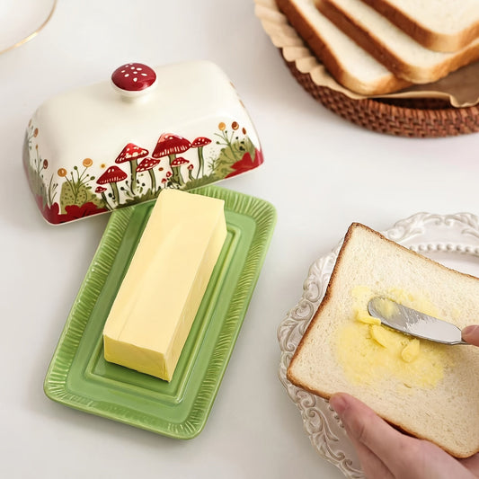 Colorful Mushroom Covered Butter Container - VogeLuxe