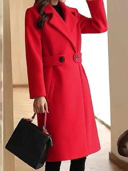 Warm Women's Waisted Mid Length Coat