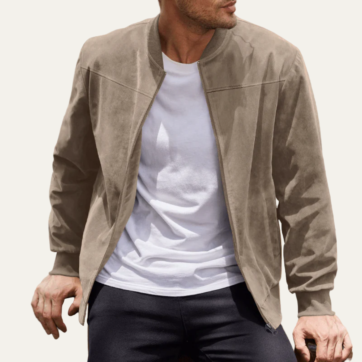 VogeLuxe | Men’s Suede Look Bomber Jacket