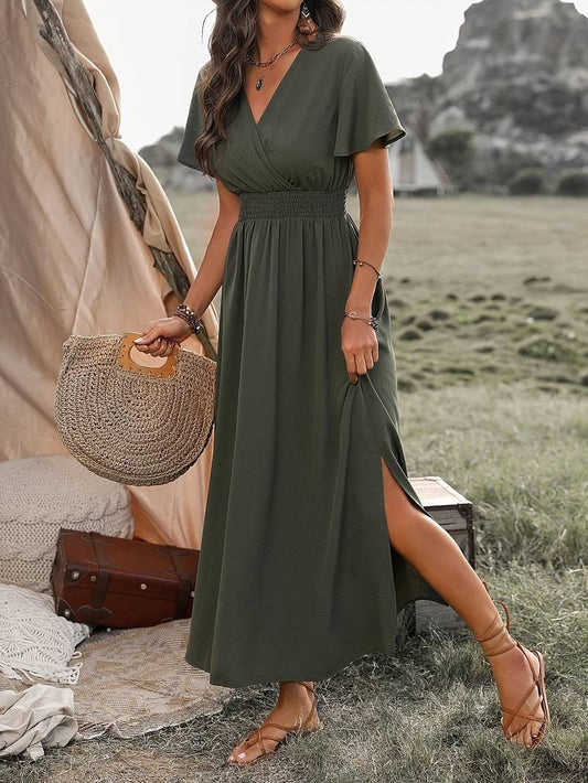 Women's Chic Sundress with V-Neck for Warm Weather - VogeLuxe