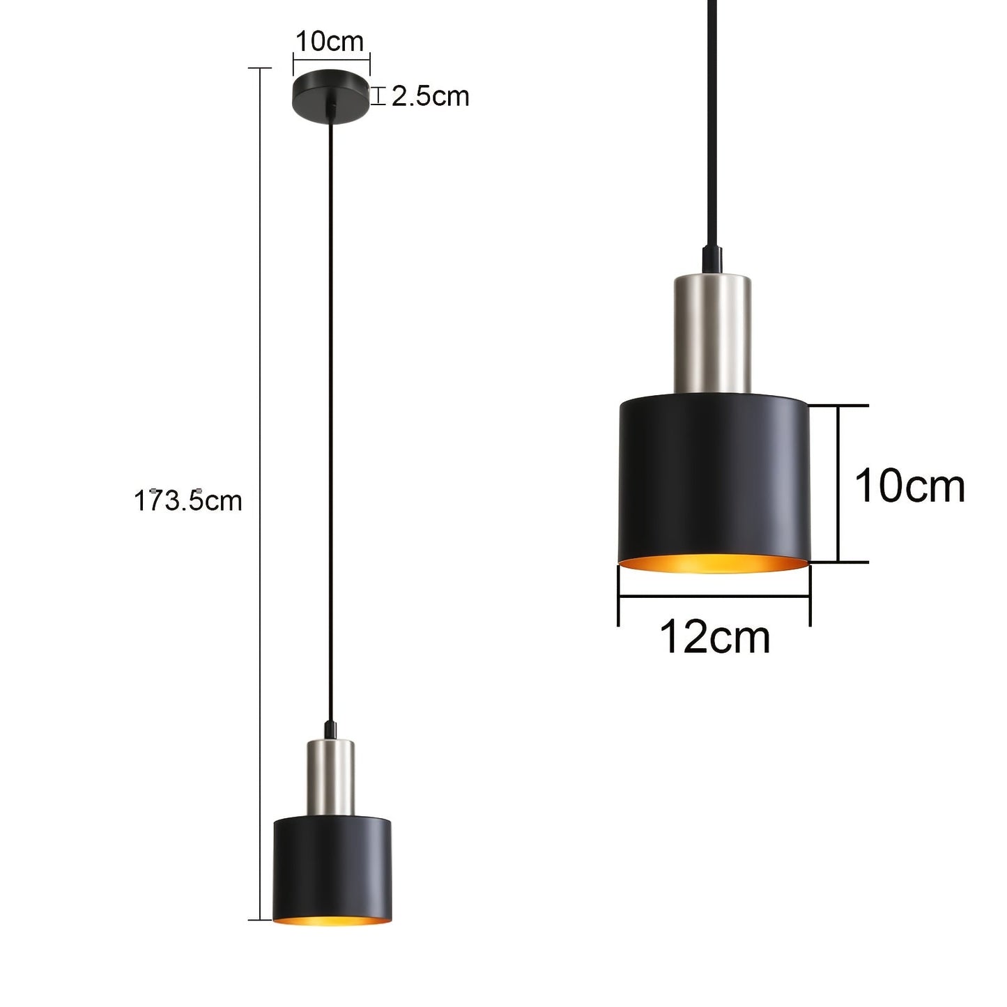 Edgy Metal Pendant Lighting | Black Gold Ceiling Lamp