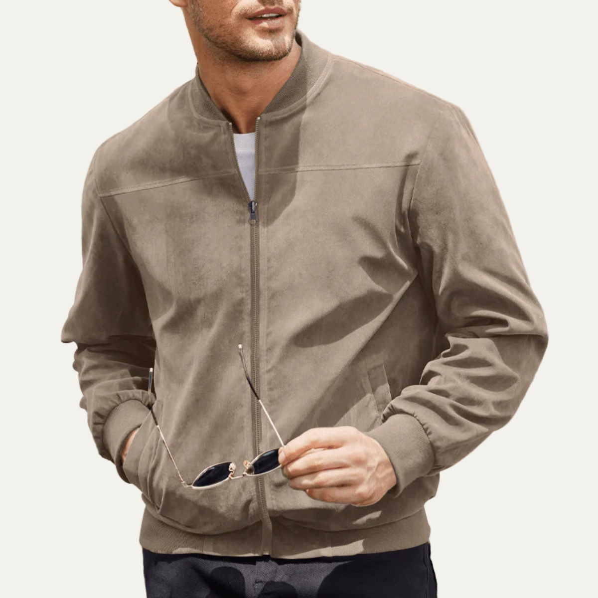 VogeLuxe | Men’s Suede Look Bomber Jacket