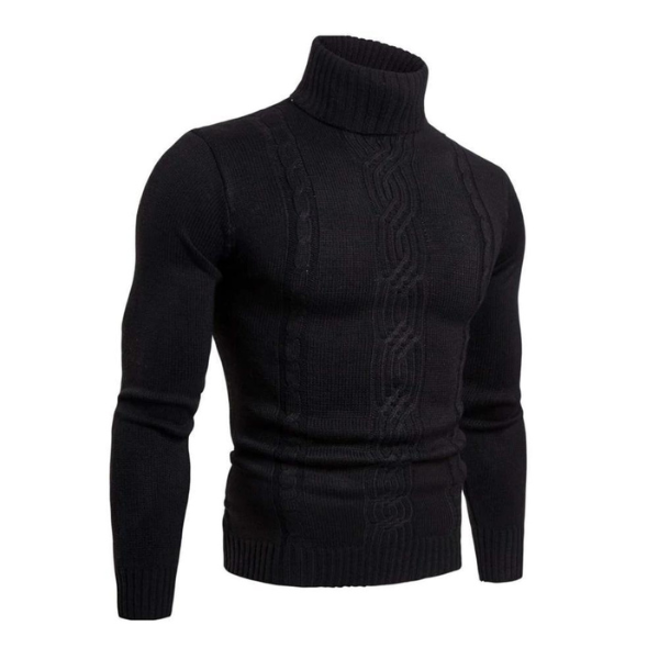 Warm Mens Cable Knit Turtleneck Sweater