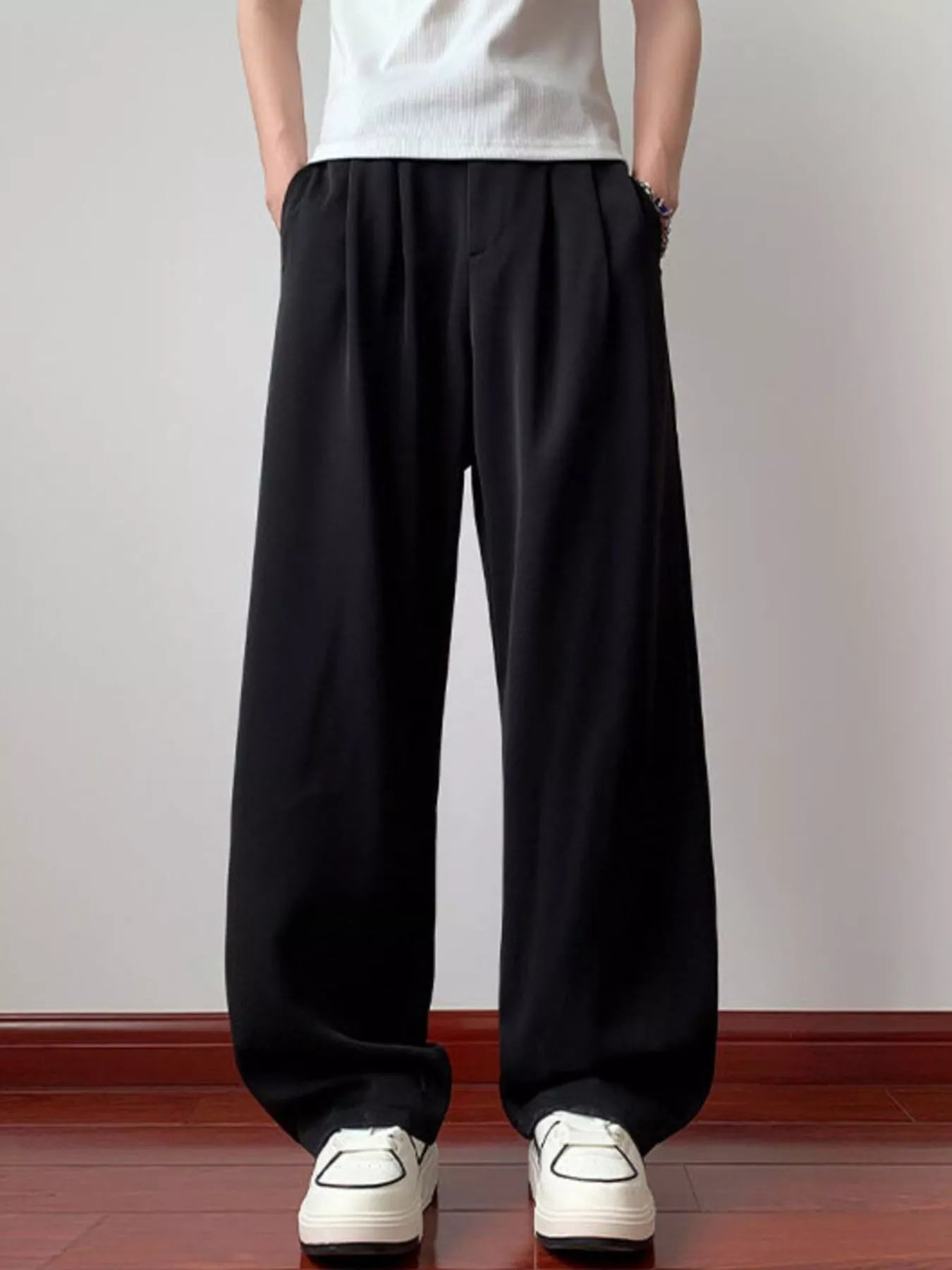 Relaxed Fit Wide Leg Mens Casual Pants - VogeLuxe