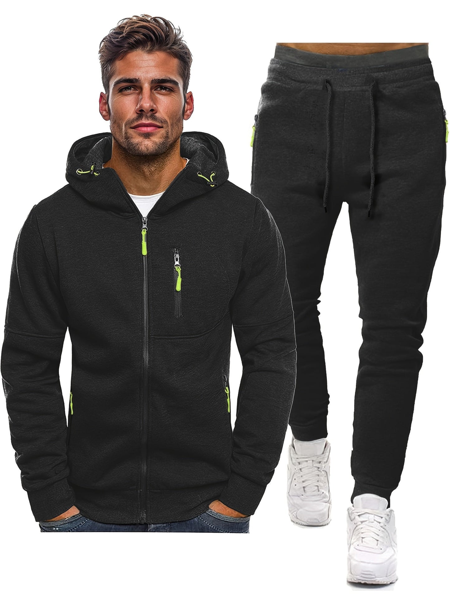 Relaxed Fit Hoodie Tracksuit Set for Men