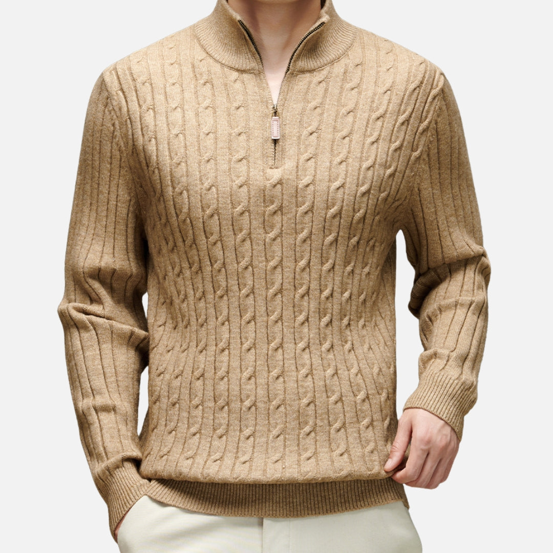 Warm Mens Zip Up Wool Sweater