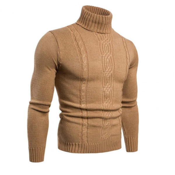 Warm Mens Cable Knit Turtleneck Sweater - VogeLuxe