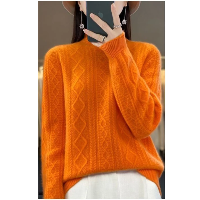 Warm Crew Neck Sweater for Ladies - VogeLuxe