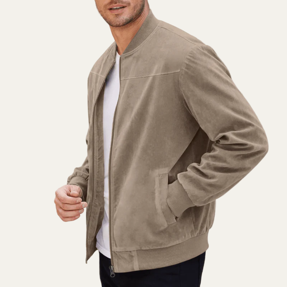 VogeLuxe | Men’s Suede Look Bomber Jacket