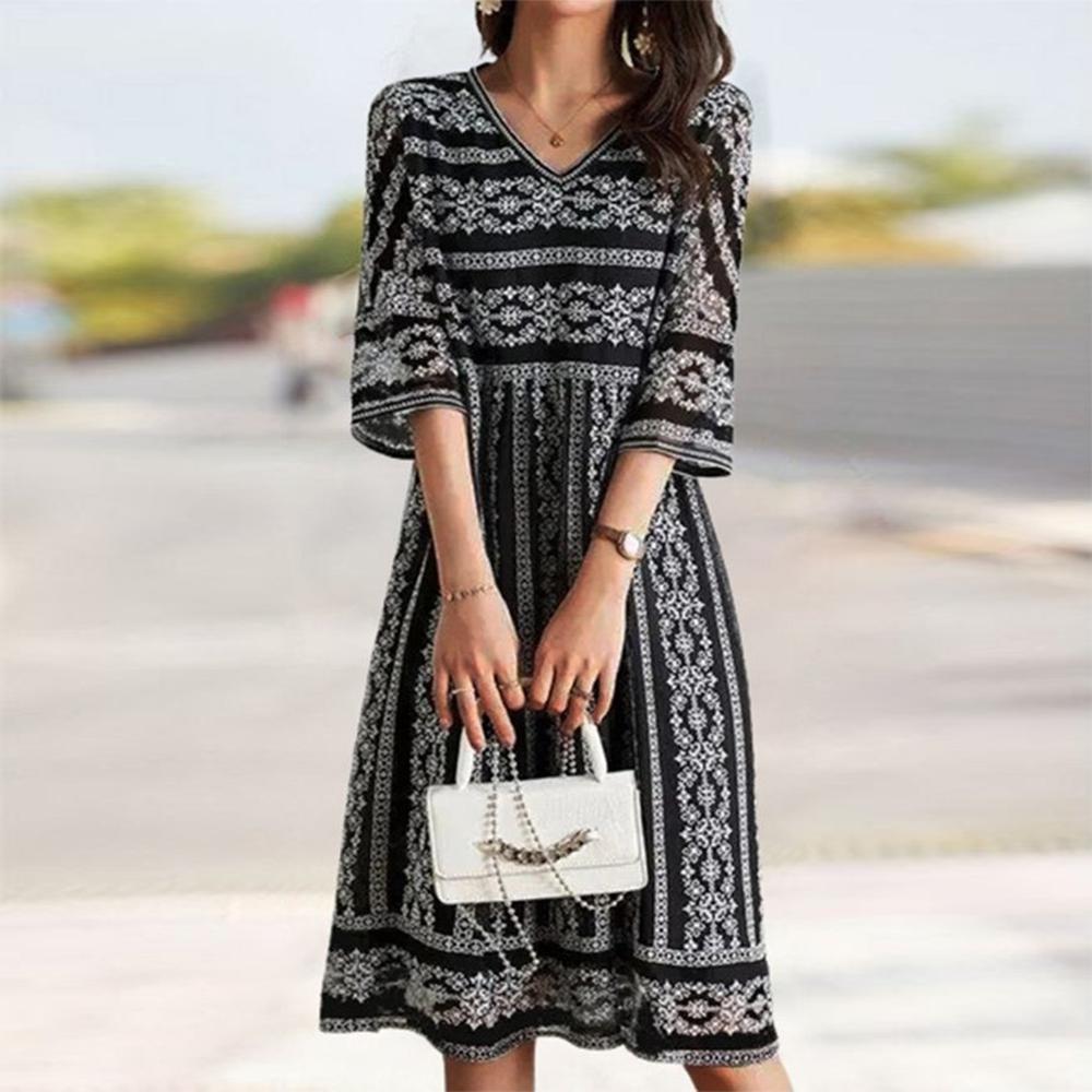 Stylish Women's Casual Midi Summer Dress - BritishElegance