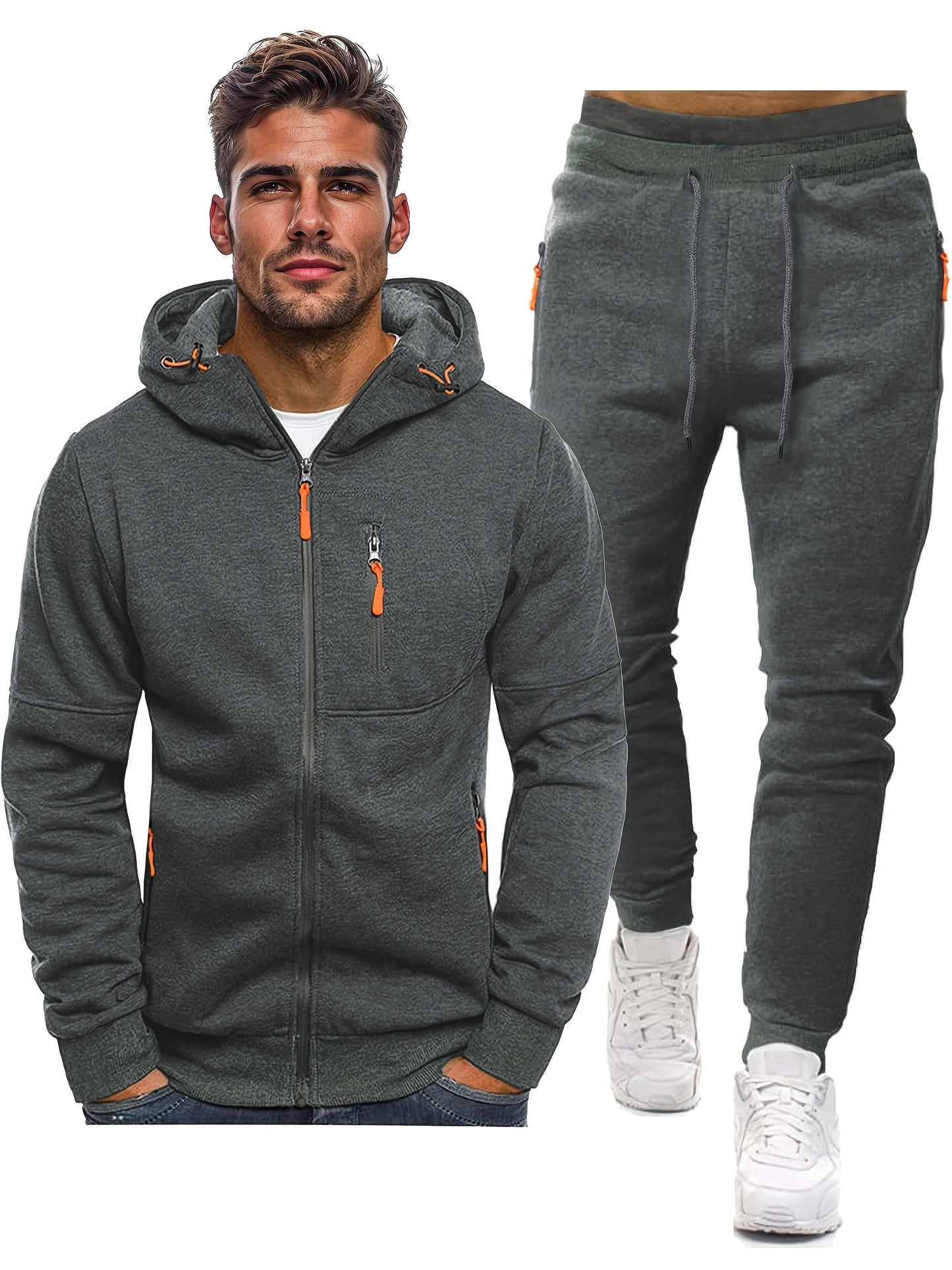 Relaxed Fit Hoodie Tracksuit Set for Men