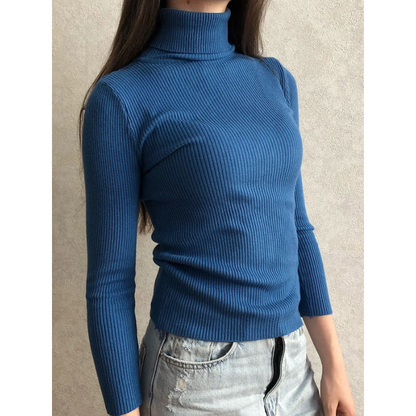 Women's Fitted Crew Neck Warm Knit Sweater
