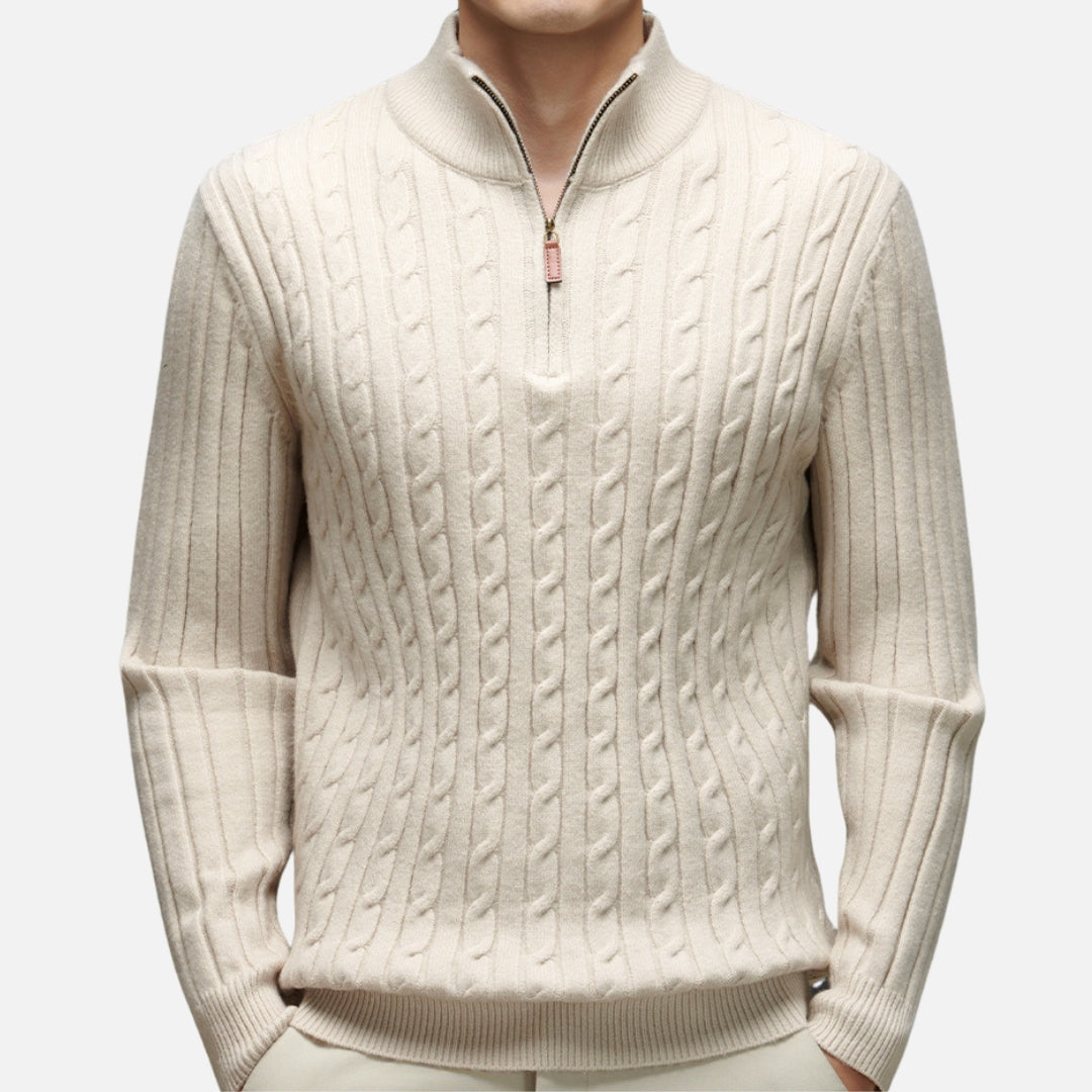Warm Mens Zip Up Wool Sweater