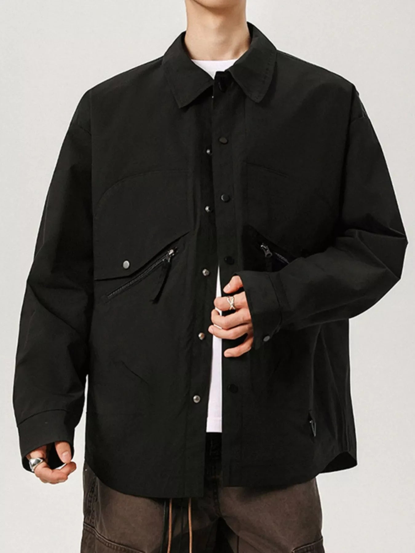 Relaxed Fit Men's Casual Snap Jacket - BritishElegance