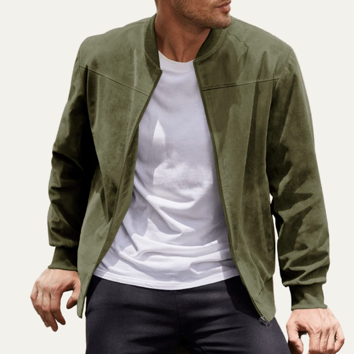 VogeLuxe | Men’s Suede Look Bomber Jacket