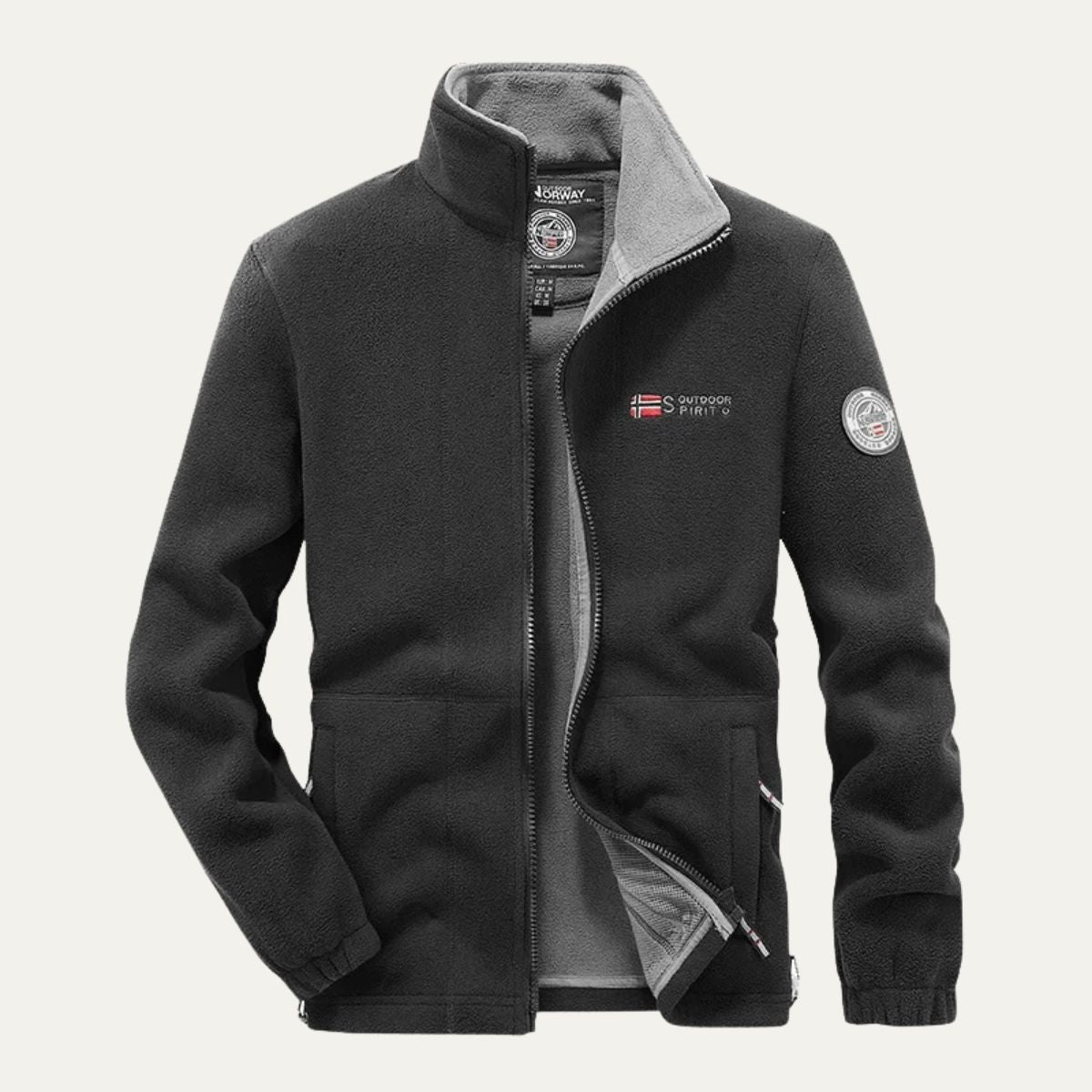 VogeLuxe | Men’s Textured Fleece High Collar Zip Jacket