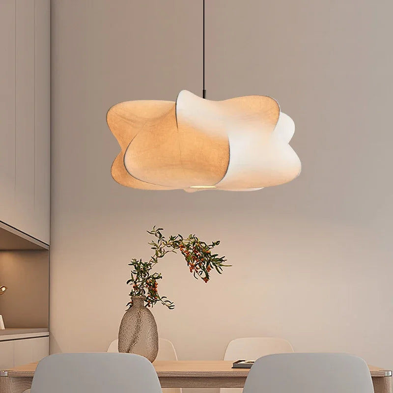 Traditional Japanese Silk Hanging Light Fixture - BritishElegance