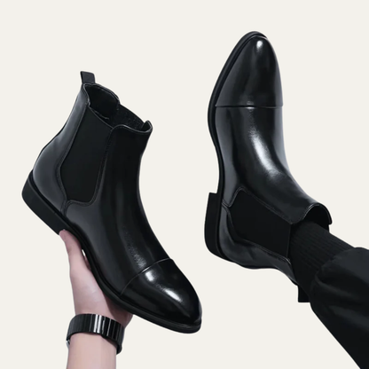 VogeLuxe | Men’s Polished Cap Toe Chelsea Boots