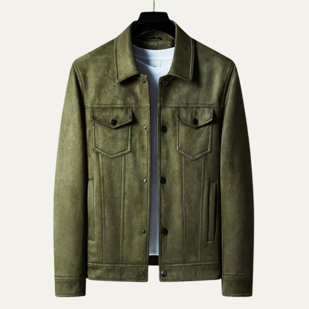 VogeLuxe | Men’s Suede Look Classic Trucker Jacket