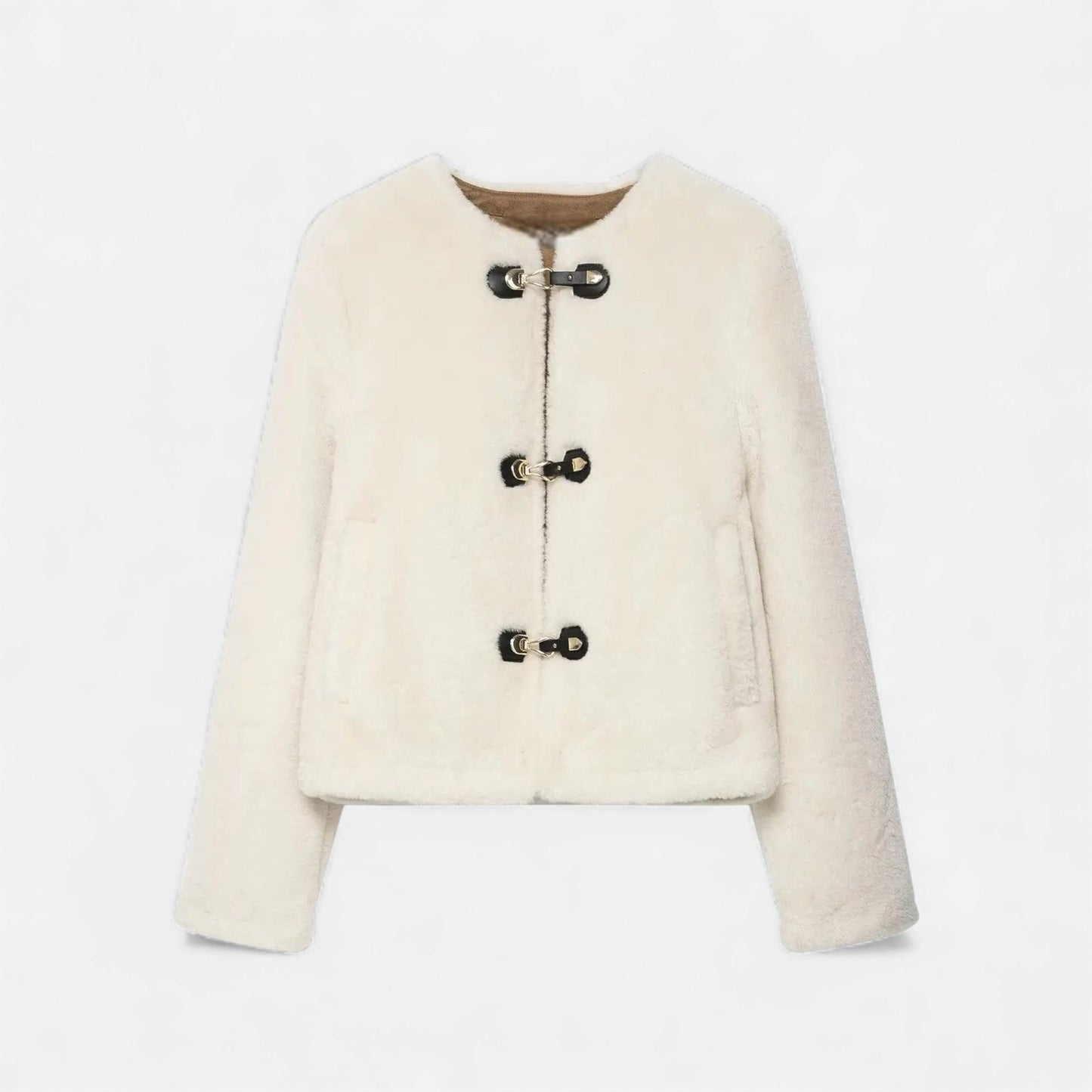 Luxury Faux Fur Coat with Toggle Buttons - VogeLuxe