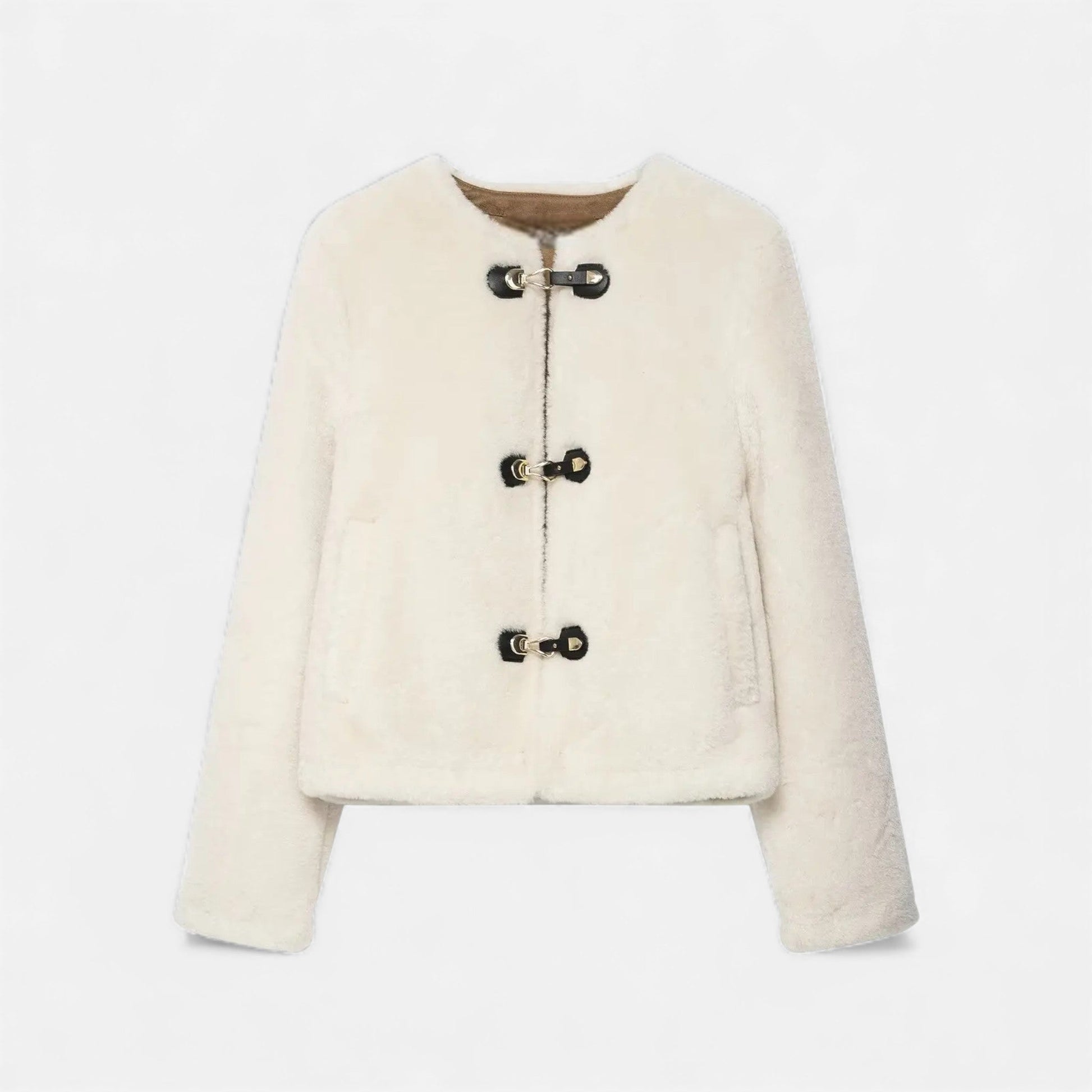 Luxury Faux Fur Coat with Toggle Buttons - VogeLuxe