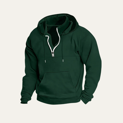 VogeLuxe | Men’s Utility Pocket Hooded Partial Zip Sweatshirt