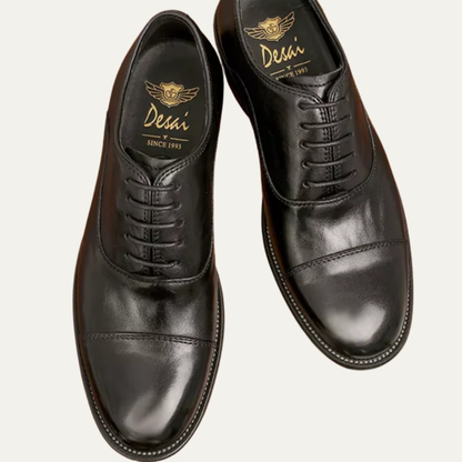 VogeLuxe | Men’s Burnished Leather Cap Toe Oxford Dress Shoes