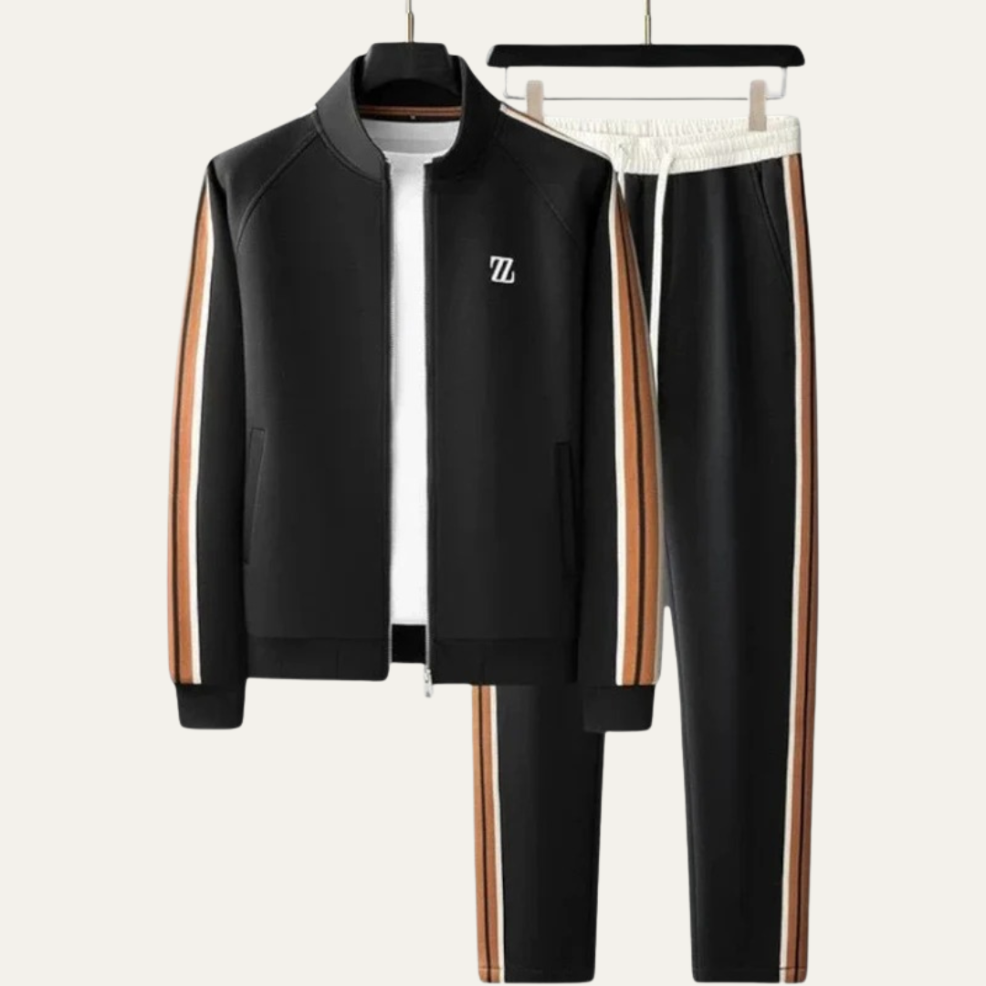 VogeLuxe | Men’s Stylish Leather-Trim Tracksuit Set