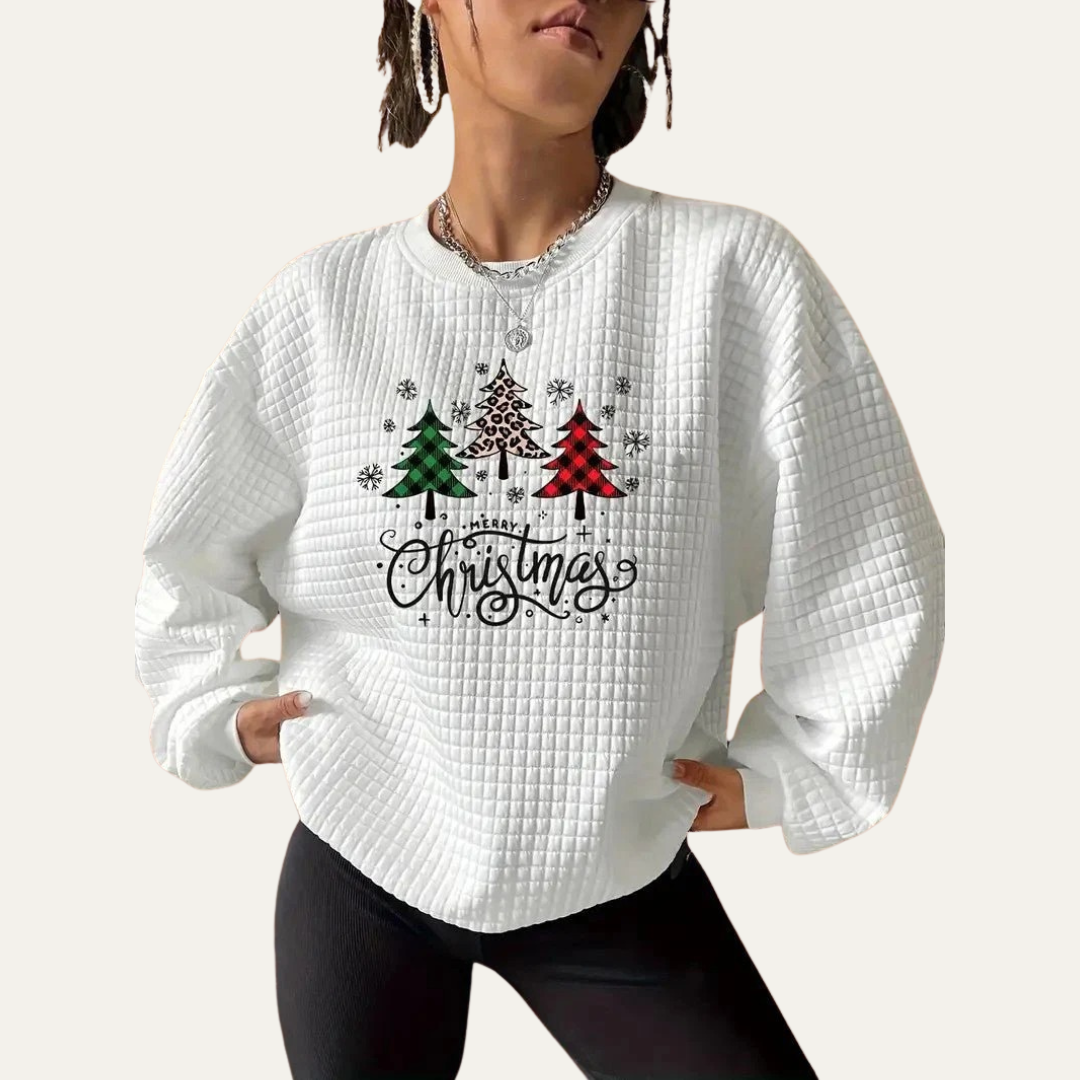 VogeLuxe | Women’s Quilted Christmas Crewneck Sweatshirt