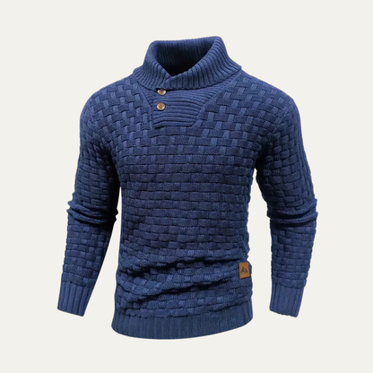 VogeLuxe | Men’s Heavy Knit Shawl Collar Pullover